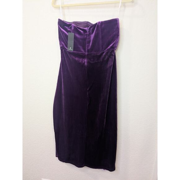 LULUS Glamorous Celebrations Purple Velvet Strapless Tulip Dress Womens Large - Picture 12 of 13